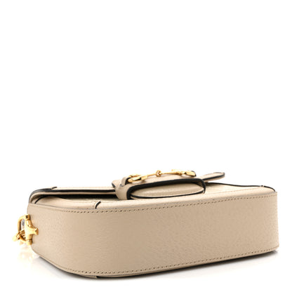 Gucci GG Supreme Monogram Textured Dollar Calfskin Web Mini Horsebit 1955 Shoulder Bag Beige Mystic White Oatmeal 4 of 12
