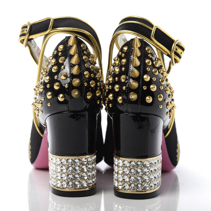 Gucci Satin Embroidered Dragon Caspar Pumps 38.5 Black 6 of 10