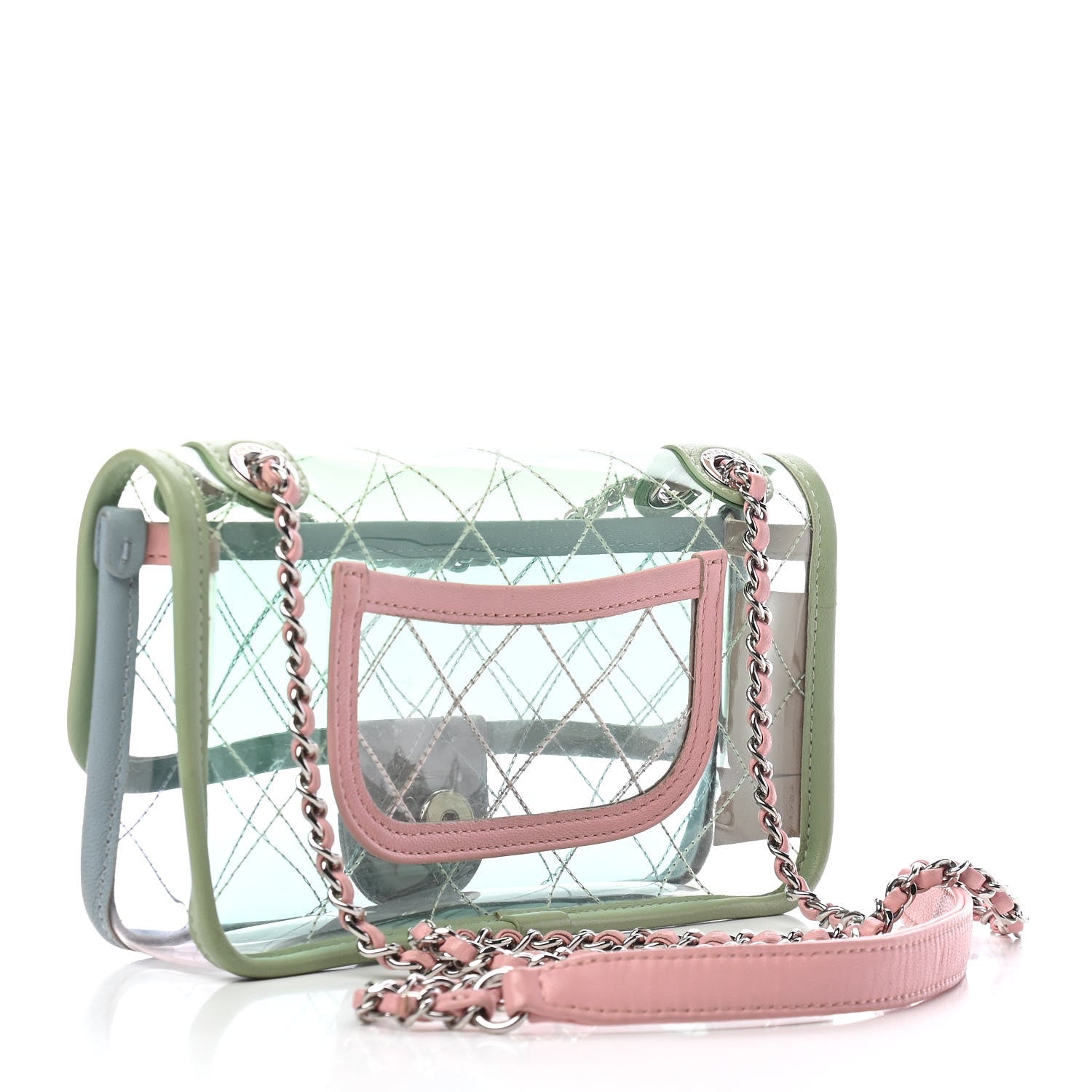 Chanel Lambskin PVC Quilted Mini Coco Splash Flap Blue Green 3 of 9