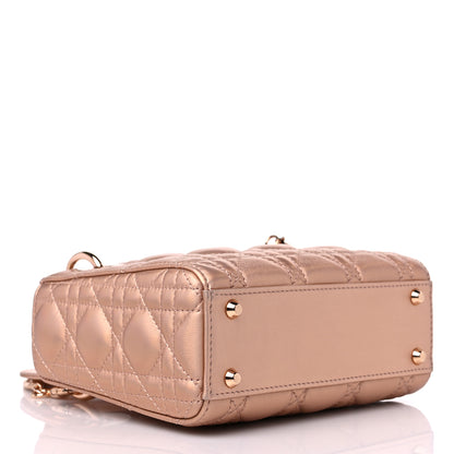Christian Dior Iridescent Metallic Lambskin Cannage Mini Lady Dior Pink 4 of 12