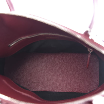 Balenciaga Signature Grained Calfskin Logo S Ville Top Handle Bag Dark Red Light White 5 of 11