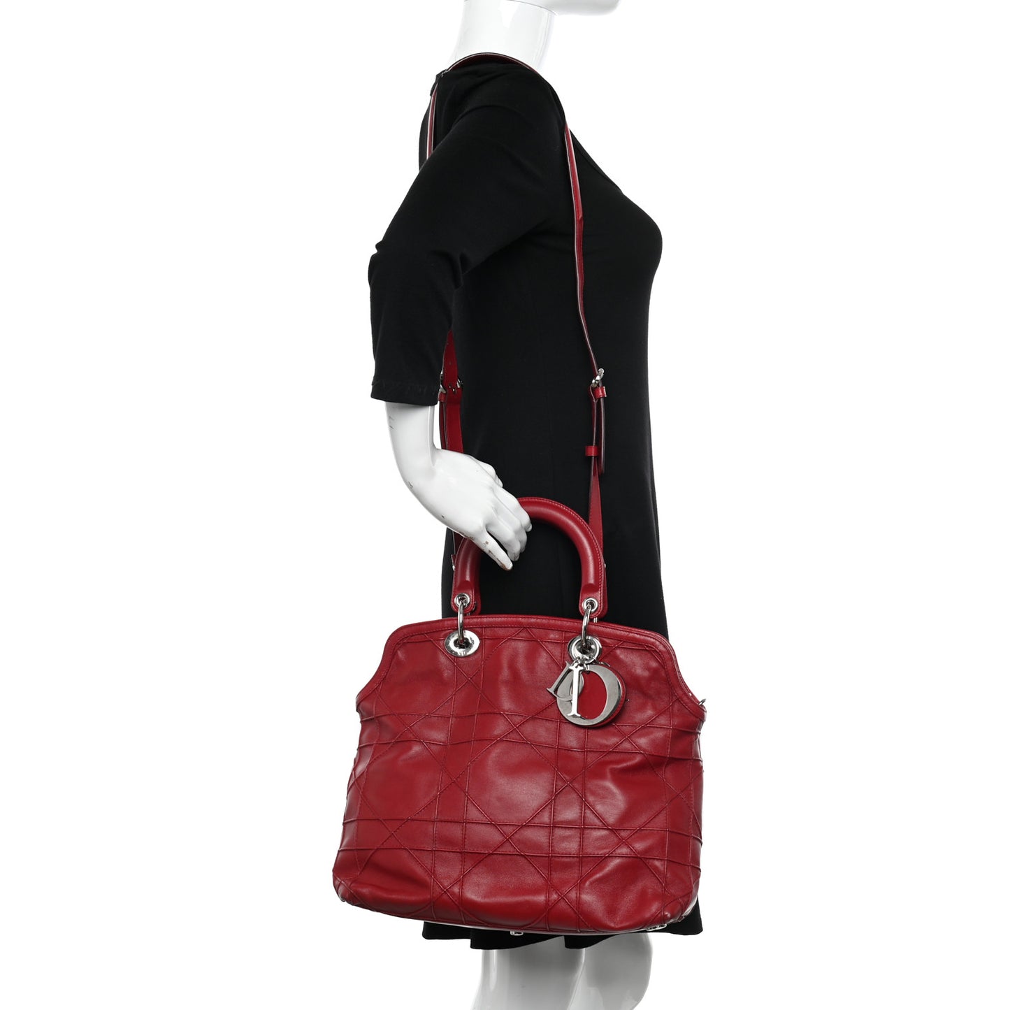 Lambskin Cannage Medium Granville Tote Red