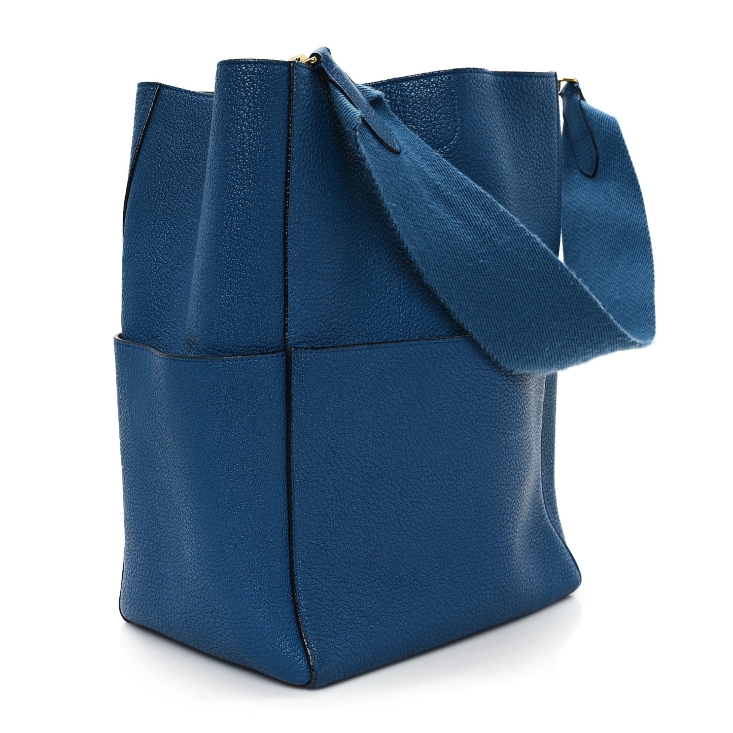 Goatskin Sangle Bucket Bag Blue