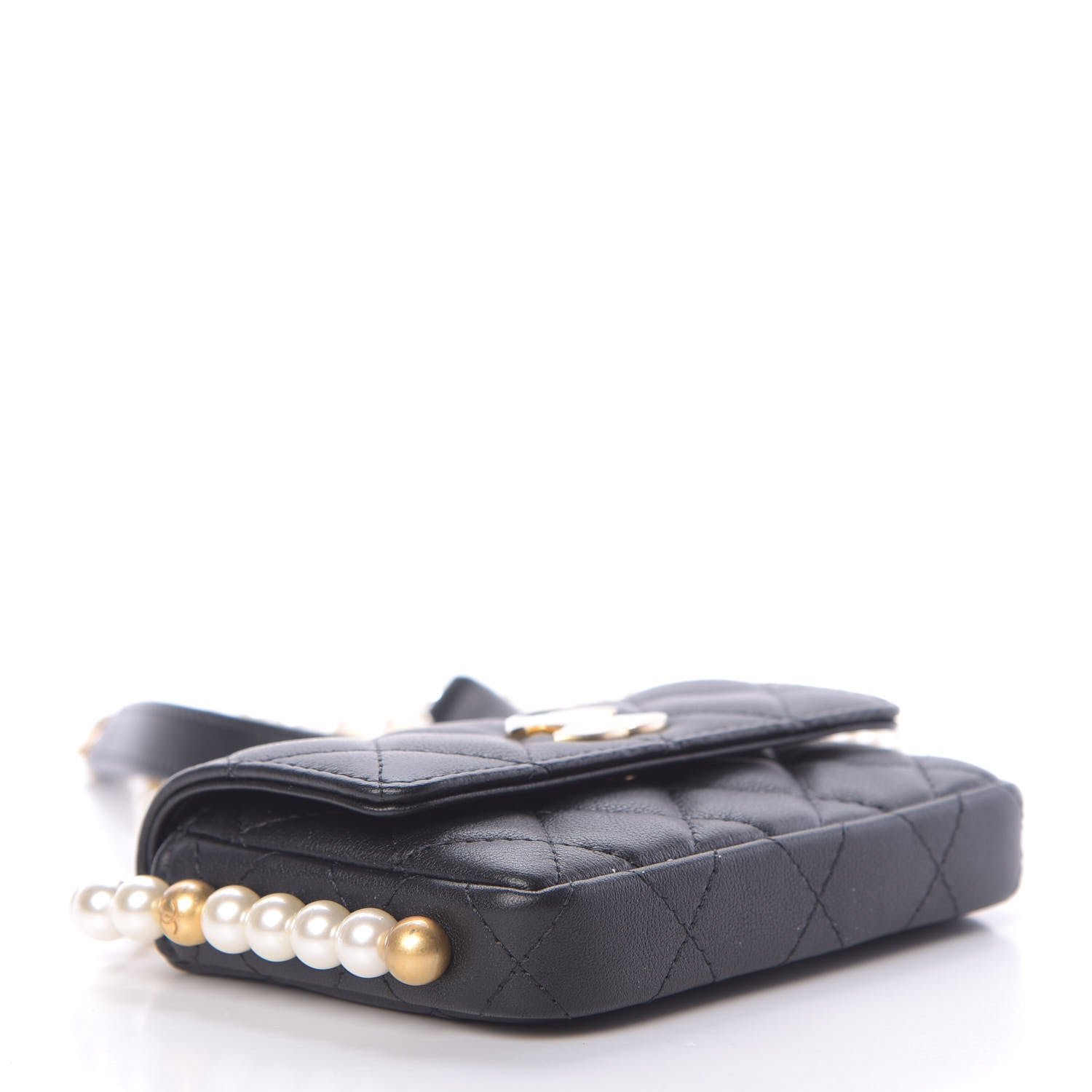 Chanel Calfskin Quilted About Pearls Card Holder Flap With Chain Black 4 of 11