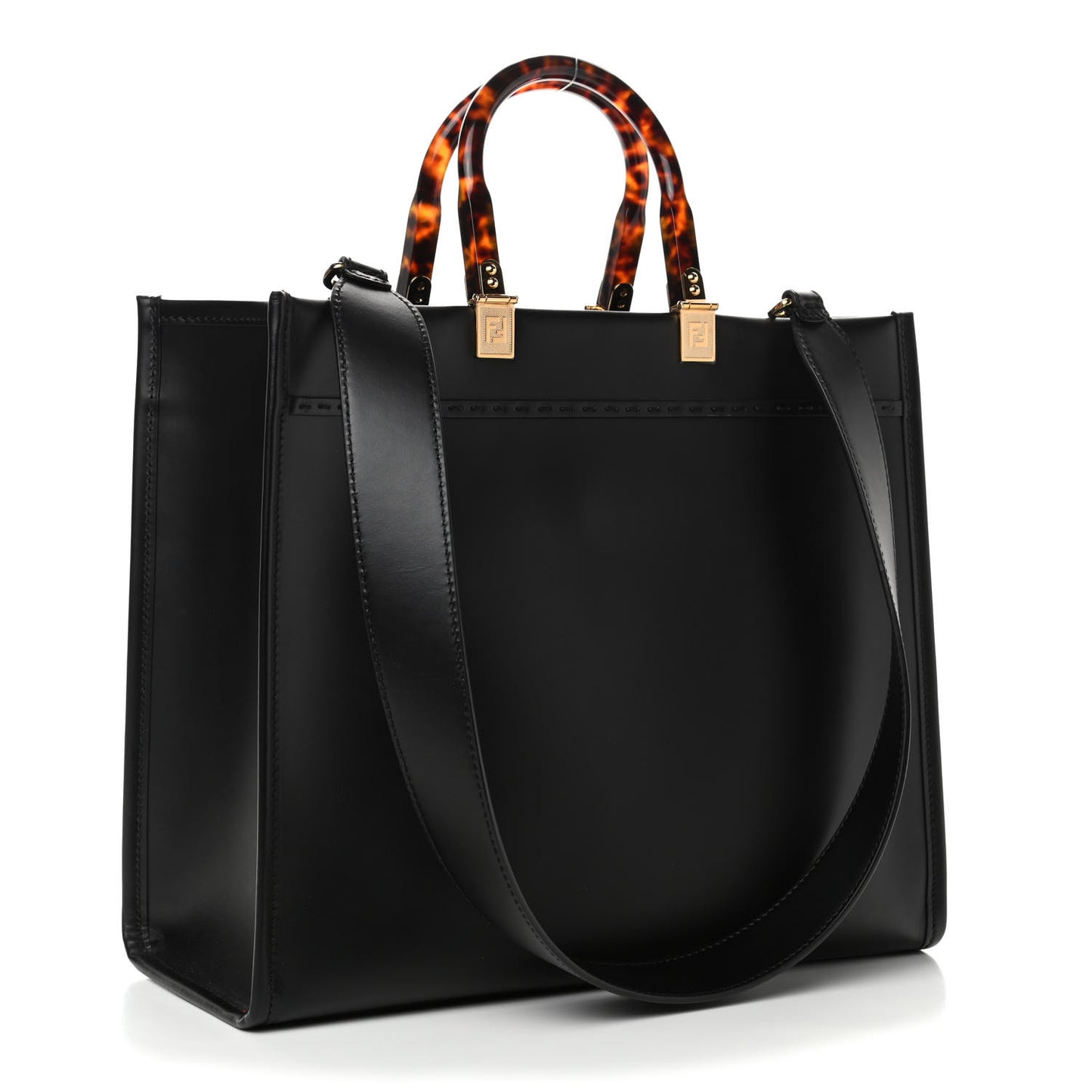 Vitello King Plexiglass Medium Fendi Sunshine Shopper Tote Black