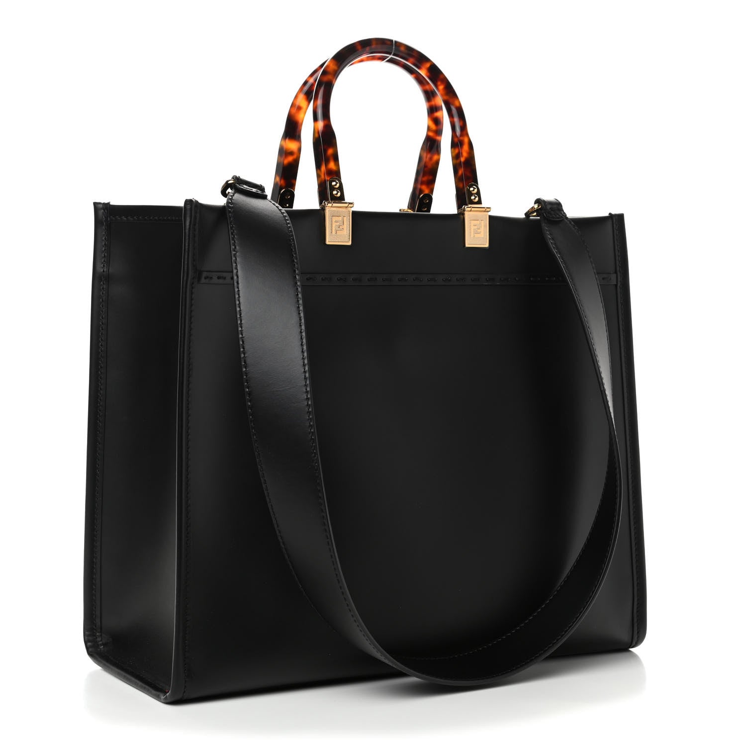 Fendi Vitello King Plexiglass Medium Fendi Sunshine Shopper Tote Black 2 of 4