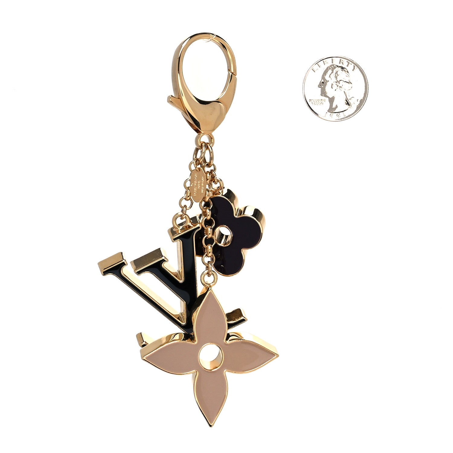 Louis Vuitton Metal Enamel Fleur De Monogram Bag Charm Dore 2 of 5