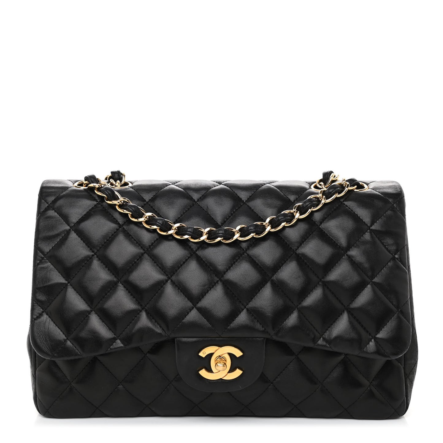 Lambskin Quilted Jumbo Single Flap Black