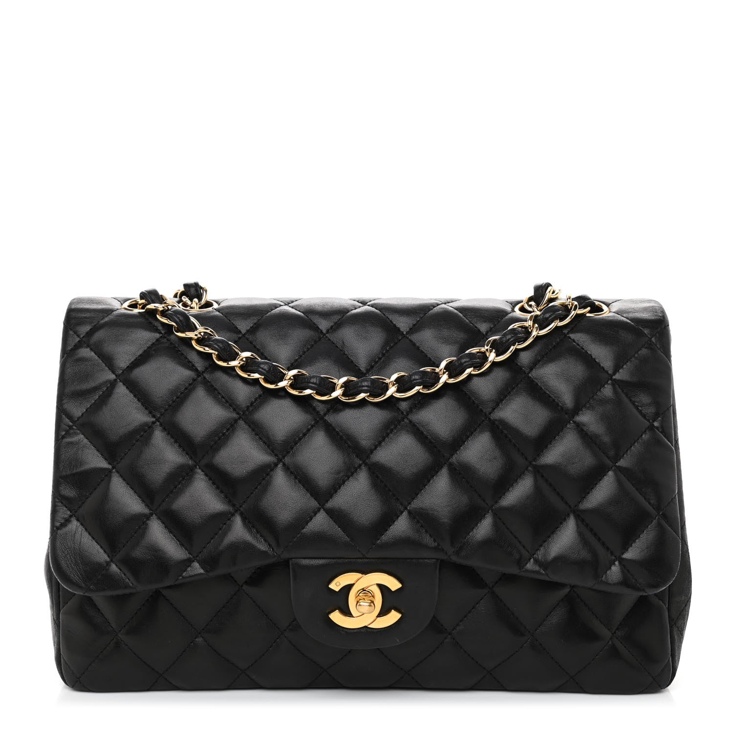 Chanel Lambskin Quilted Jumbo Single Flap Black 1 of 9