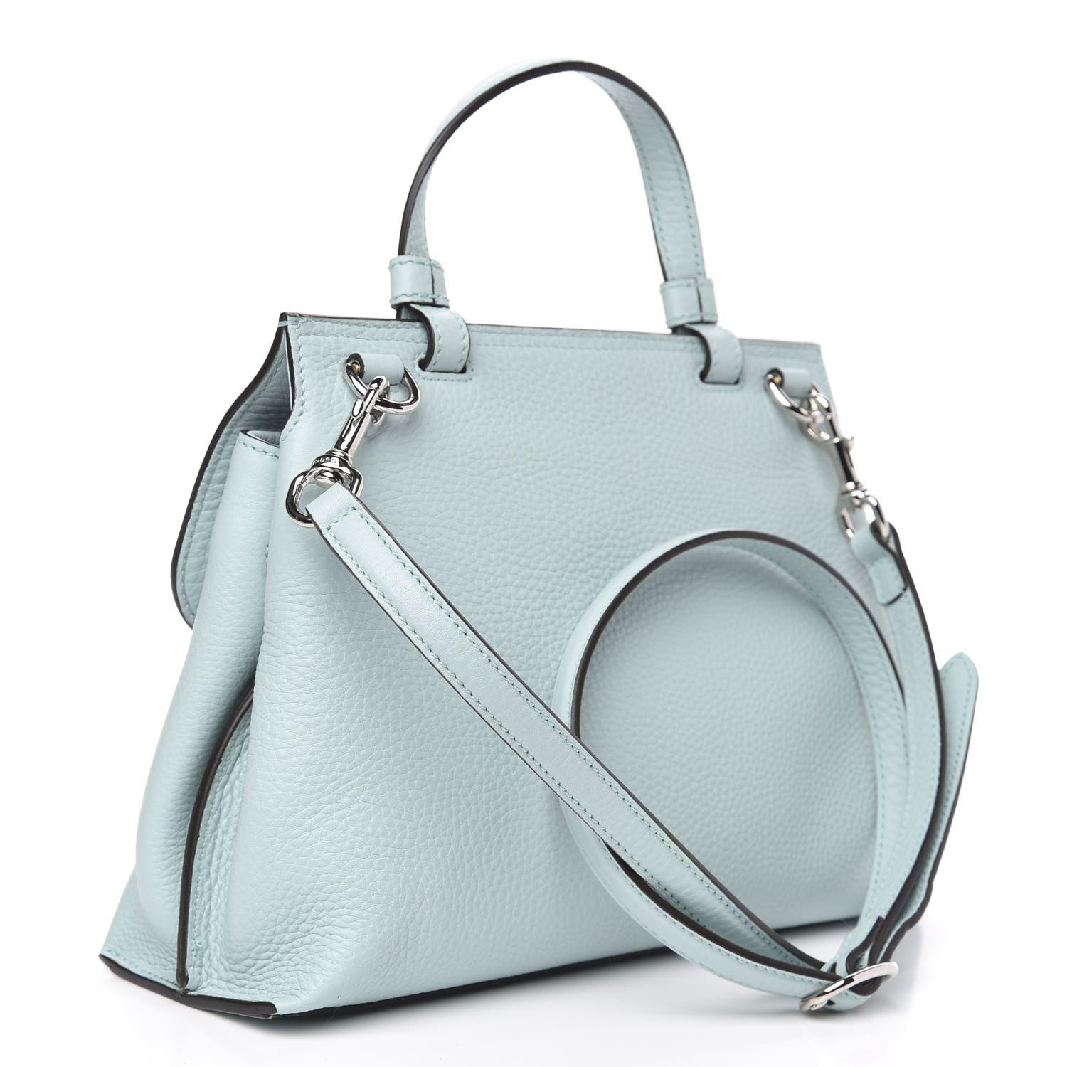 Gucci Pebbled Calfskin Small Bamboo Daily Top Handle Bag Pastel Blue 2 of 8