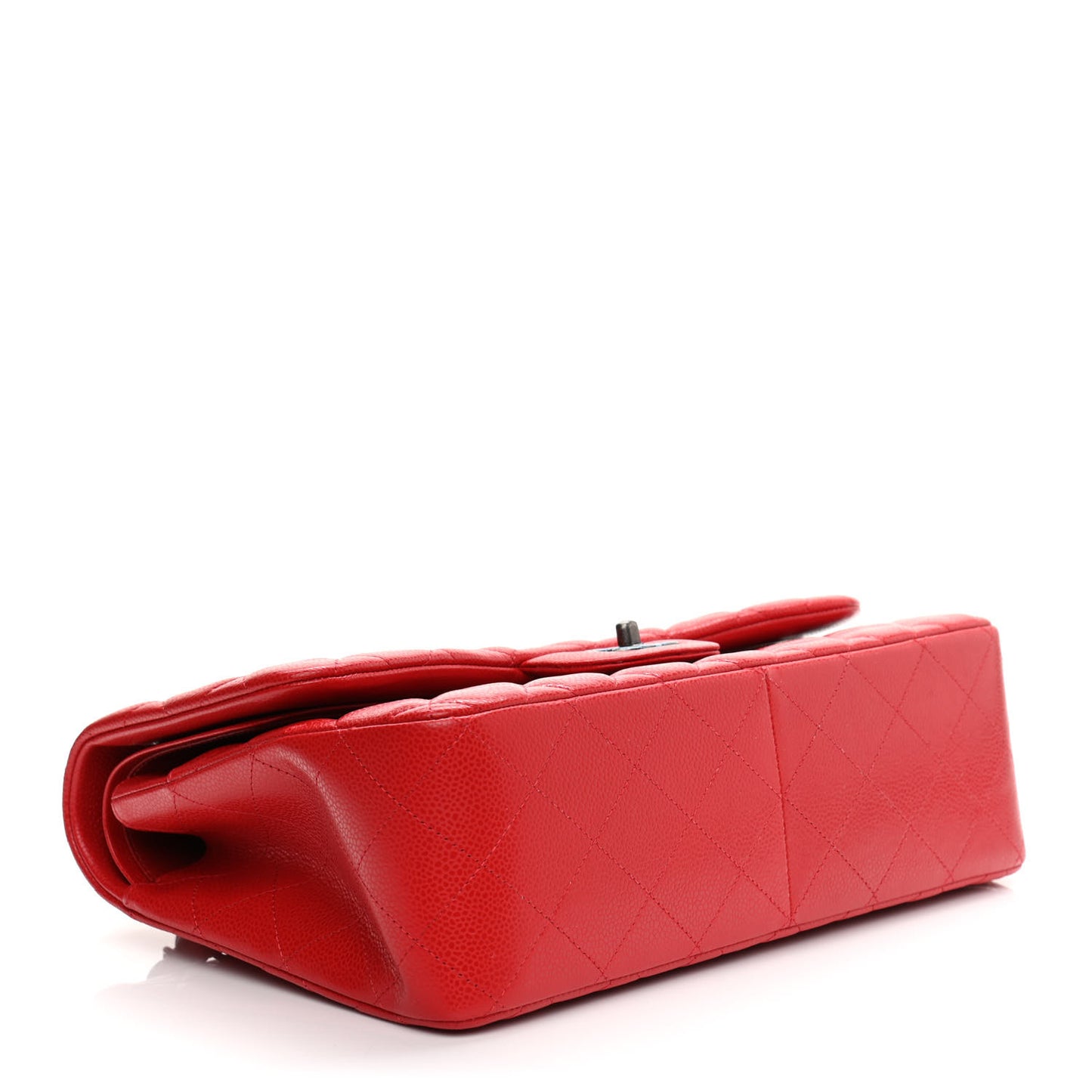 Caviar Quilted Jumbo Double Flap Red