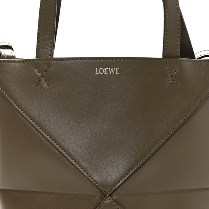 Loewe Shiny Calfskin Mini Puzzle Fold Tote Dark Khaki 7 of 9
