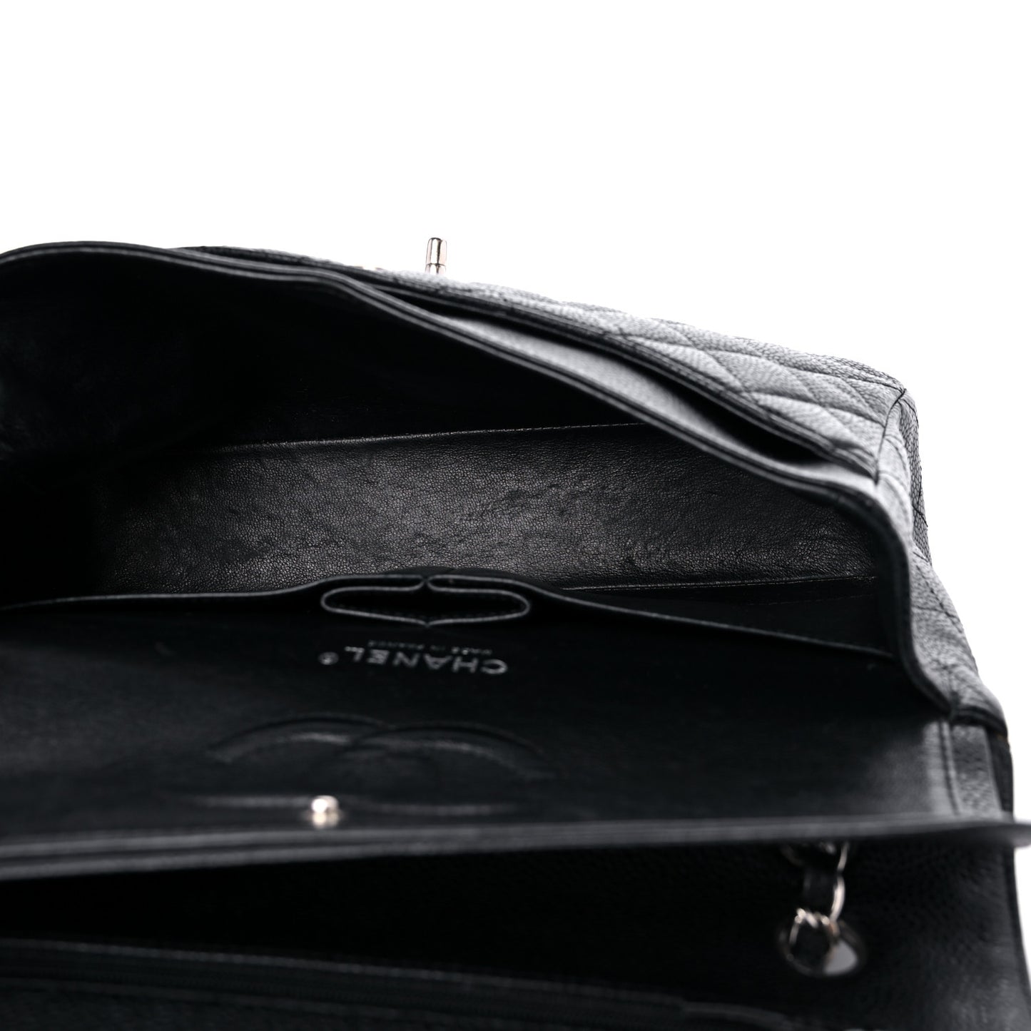 Caviar Quilted Medium Double Flap Black