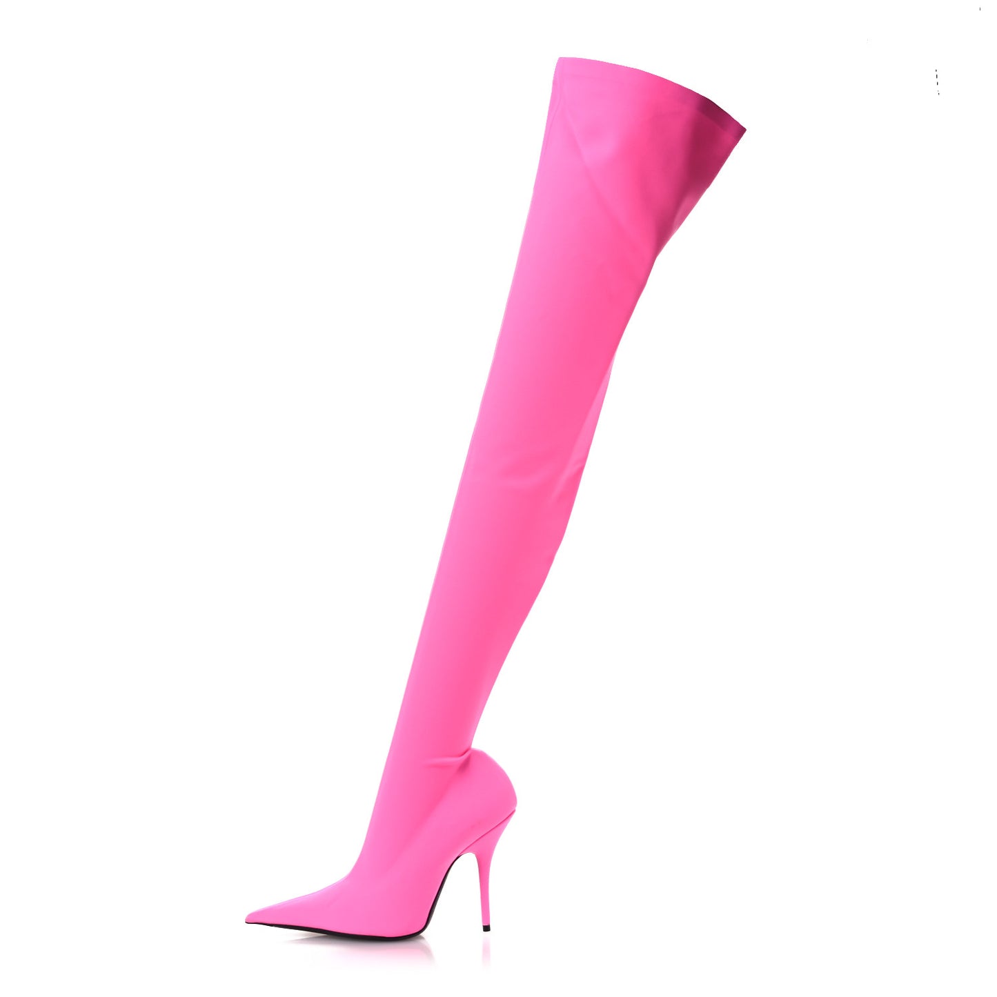 Matte Spandex Pointed Toe Knife 110mm Thigh High Boots 38 Fluo Pink