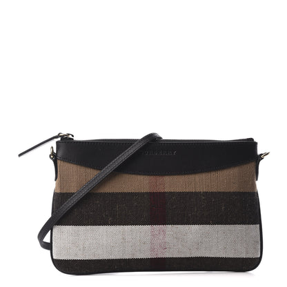 Burberry House Check Derby Peyton Crossbody Clutch Bag Black 1 of 6
