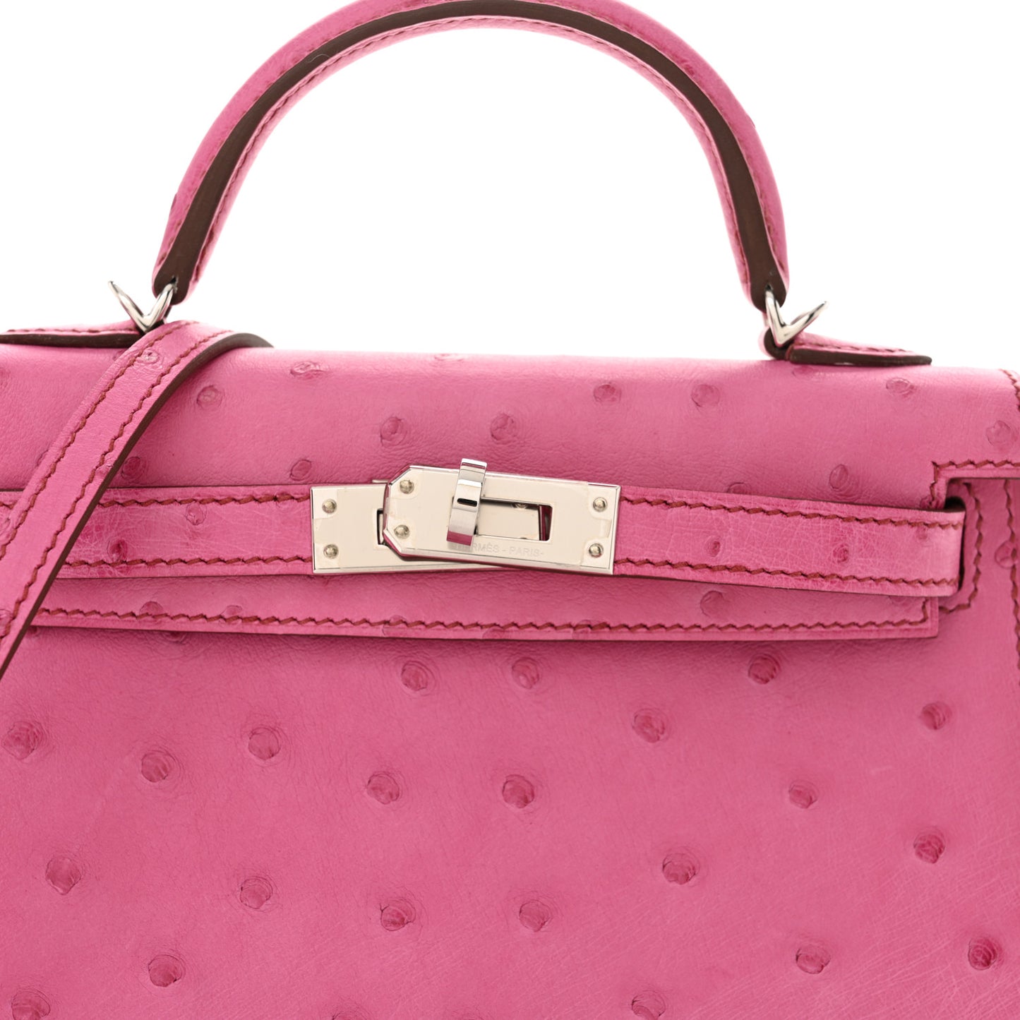 Ostrich Kelly Sellier Mini 20 Rose Pourpre