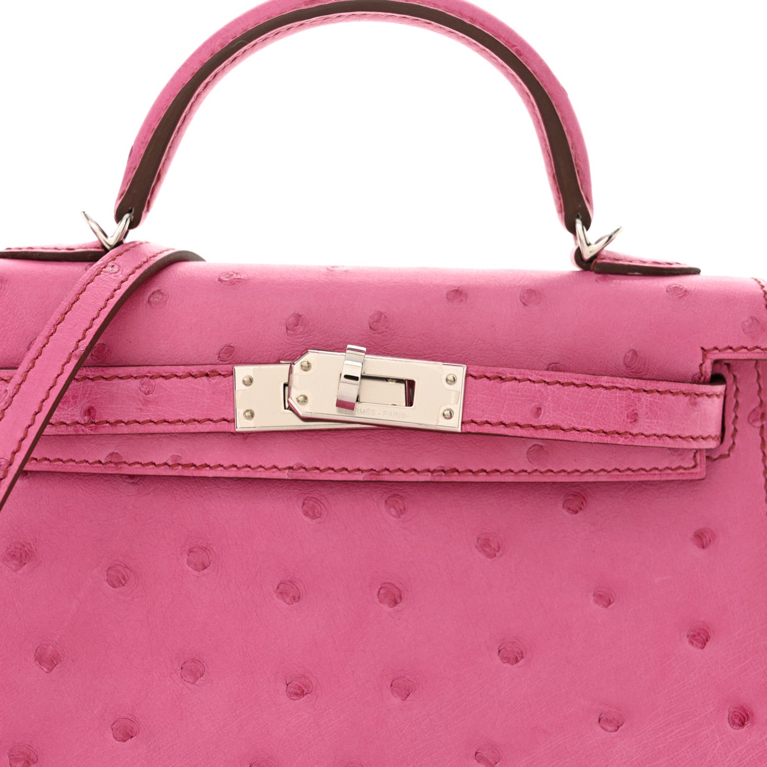 Hermes Ostrich Kelly Sellier Mini 20 Rose Pourpre 8 of 13