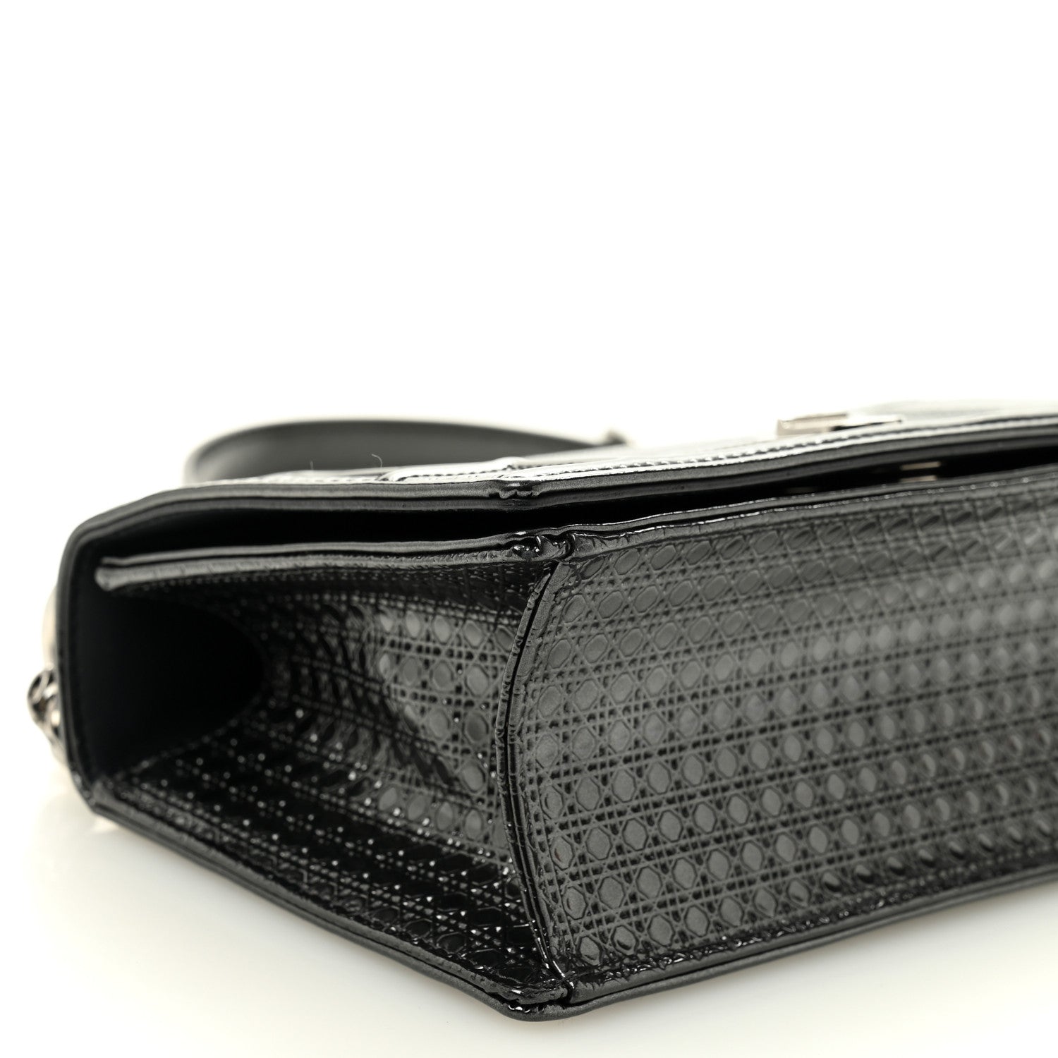 Christian Dior Metallic Patent Micro-Cannage Medium Diorama Flap Bag Onyx Black 7 of 8