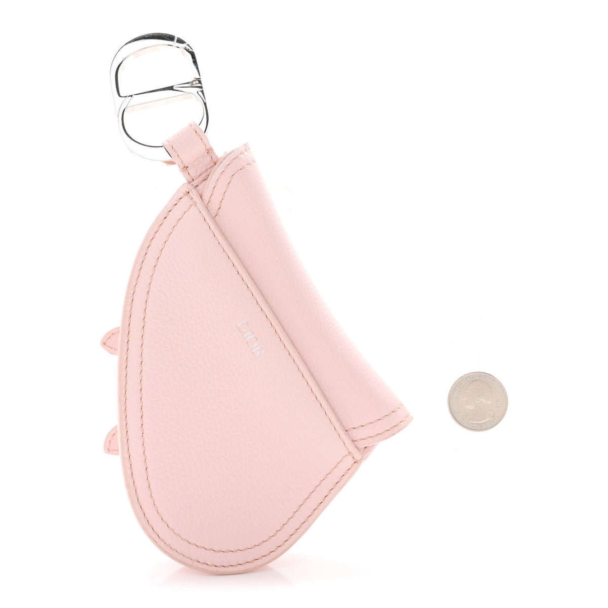 Grained Calfskin Saddle Mini Key Ring Pink