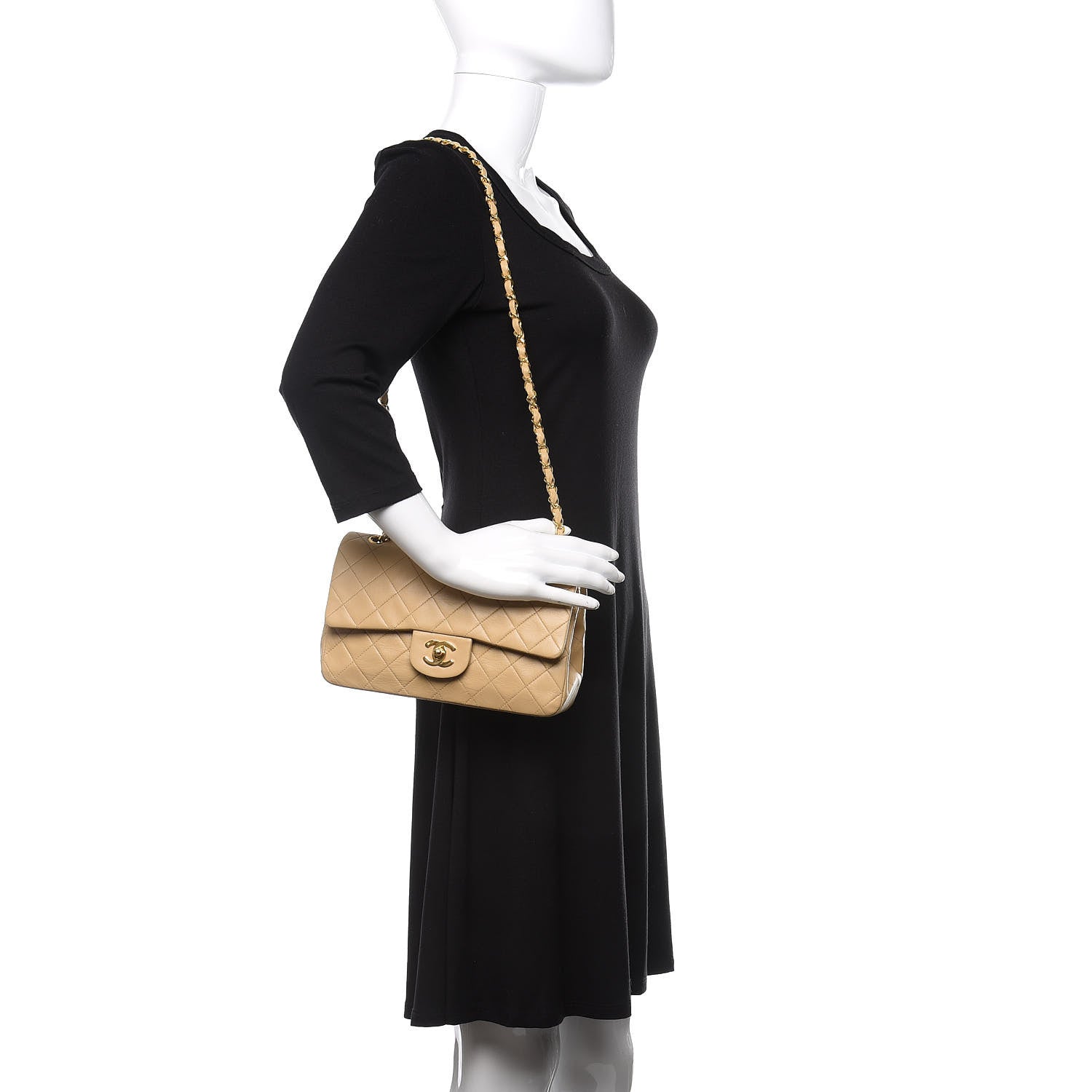 Chanel Lambskin Quilted Small Double Flap Beige 2 of 15