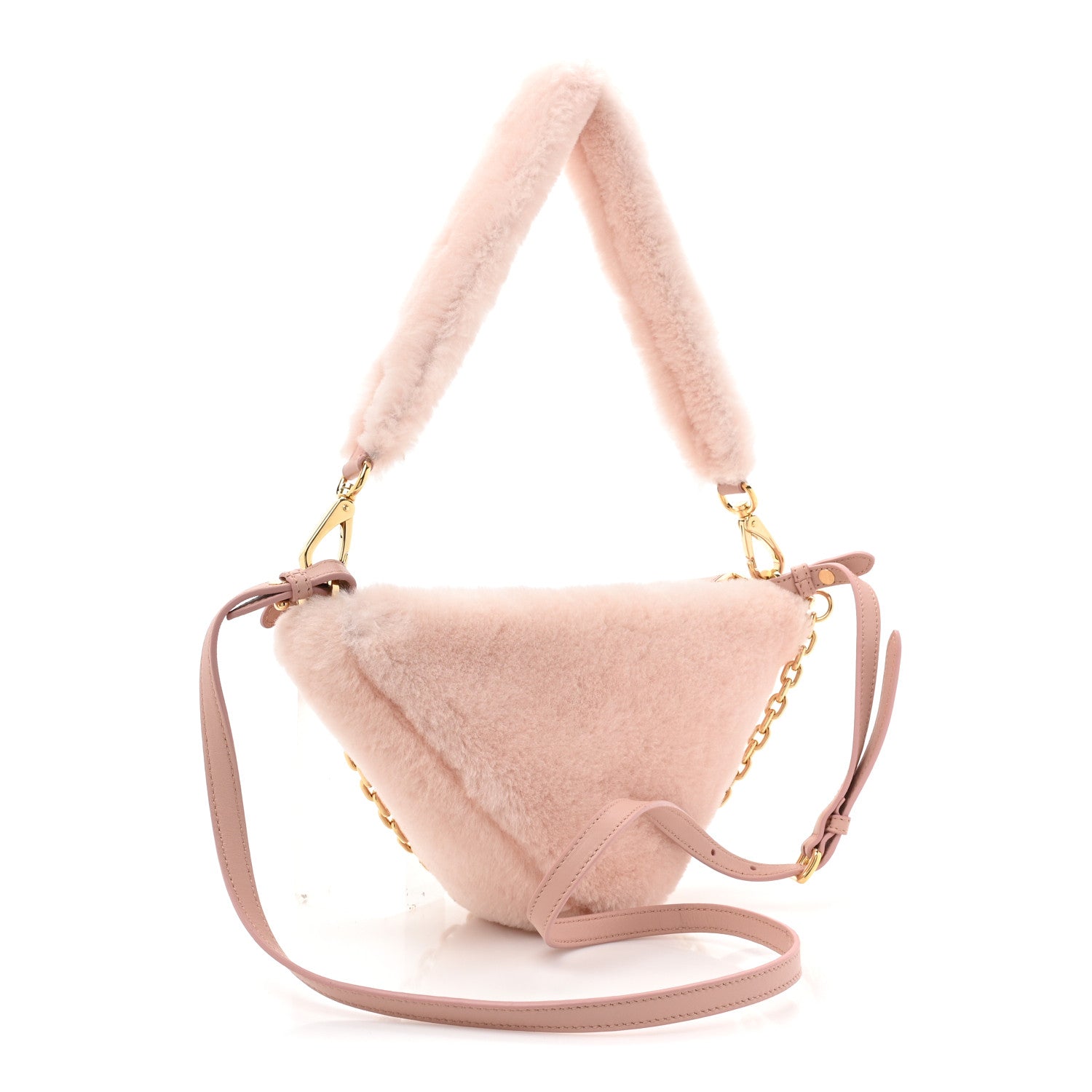 Prada Montone Shearling Mini Triangle Bag Orchidea 3 of 8