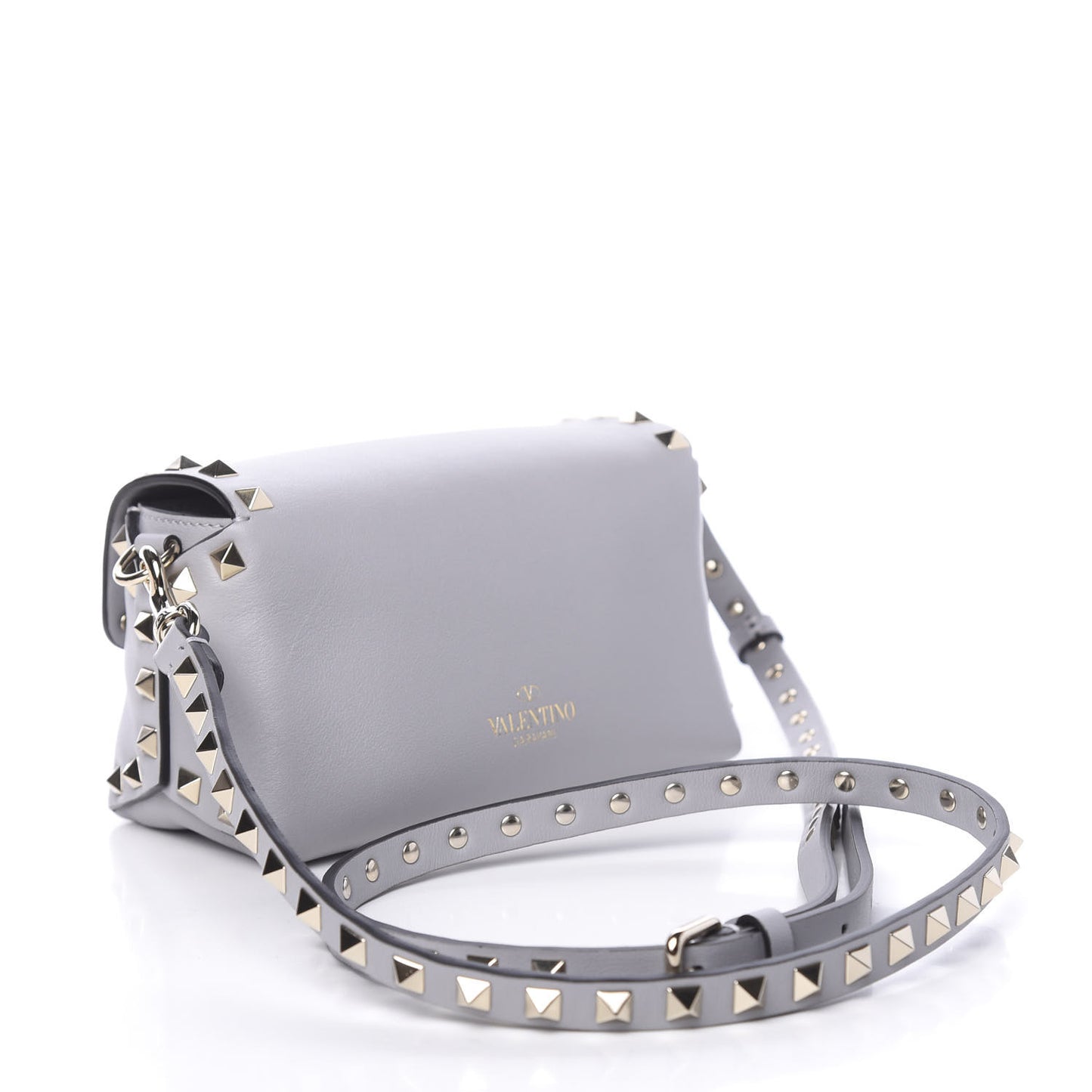 Vitello Mini Rockstud Crossbody Bag Pastel Grey