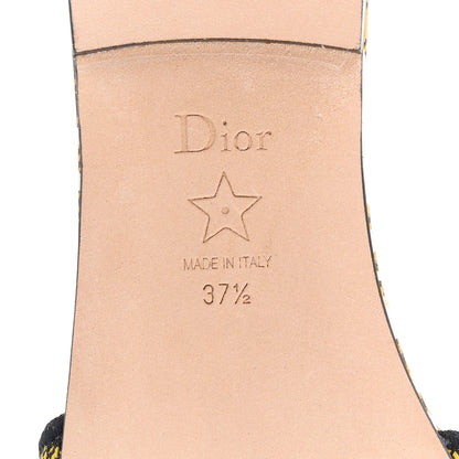Christian Dior Canvas Union Check Embroidered Dway Flat Slide Sandals 37.5 Black Yellow 6 of 9