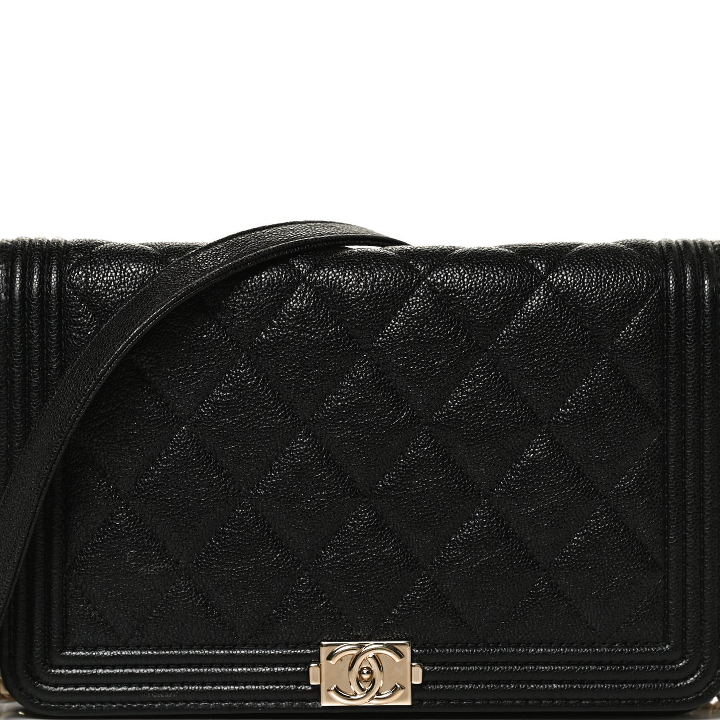 Caviar Quilted Boy Wallet On Chain WOC Black