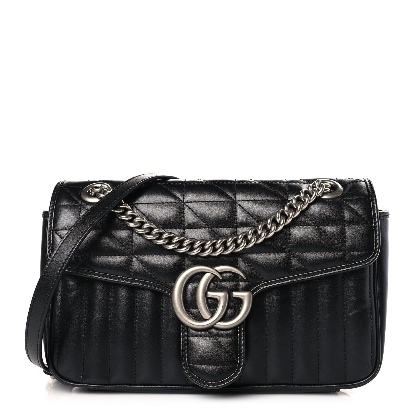 Calfskin Matelasse Aria Small GG Marmont Shoulder Bag Black