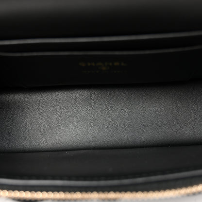 Chanel Velvet Diamanté Quilted Top Handle Slim Vanity Case With Chain Black 5 of 10