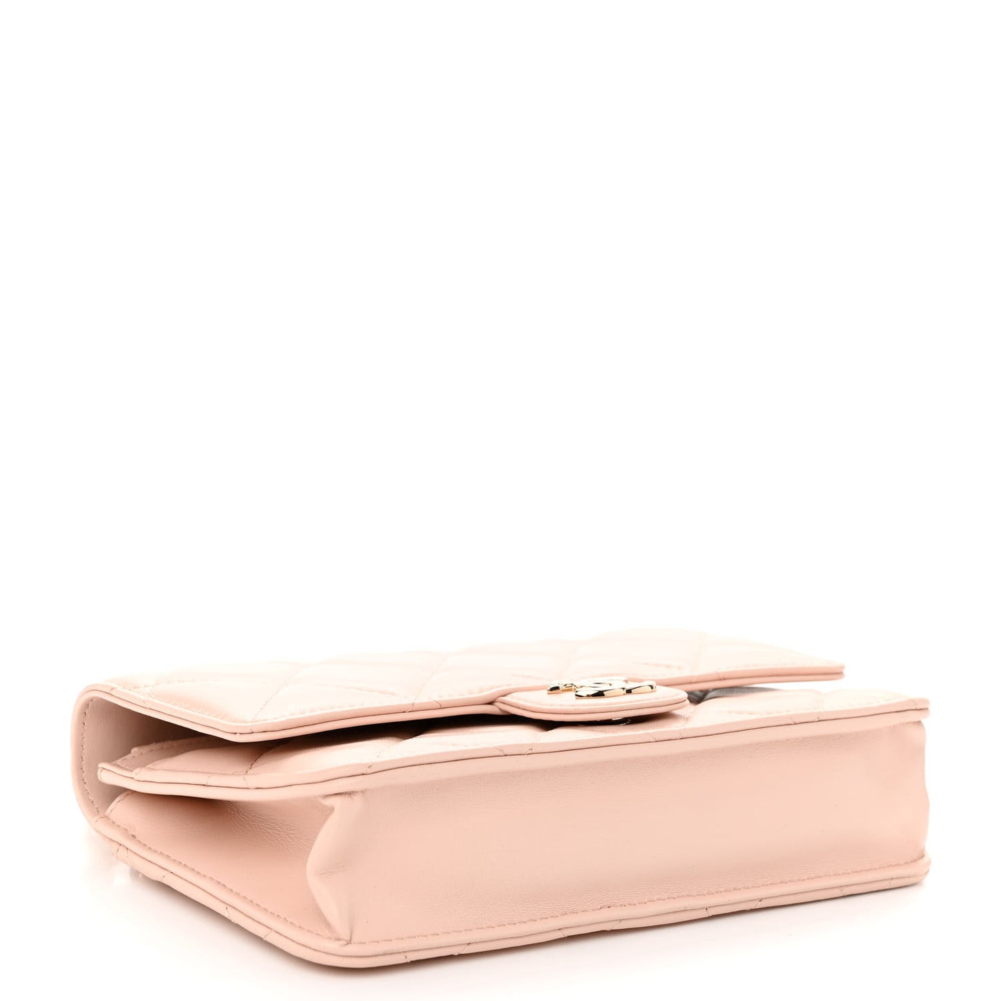 Lambskin Plexi Quilted Wallet On Chain WOC Light Beige