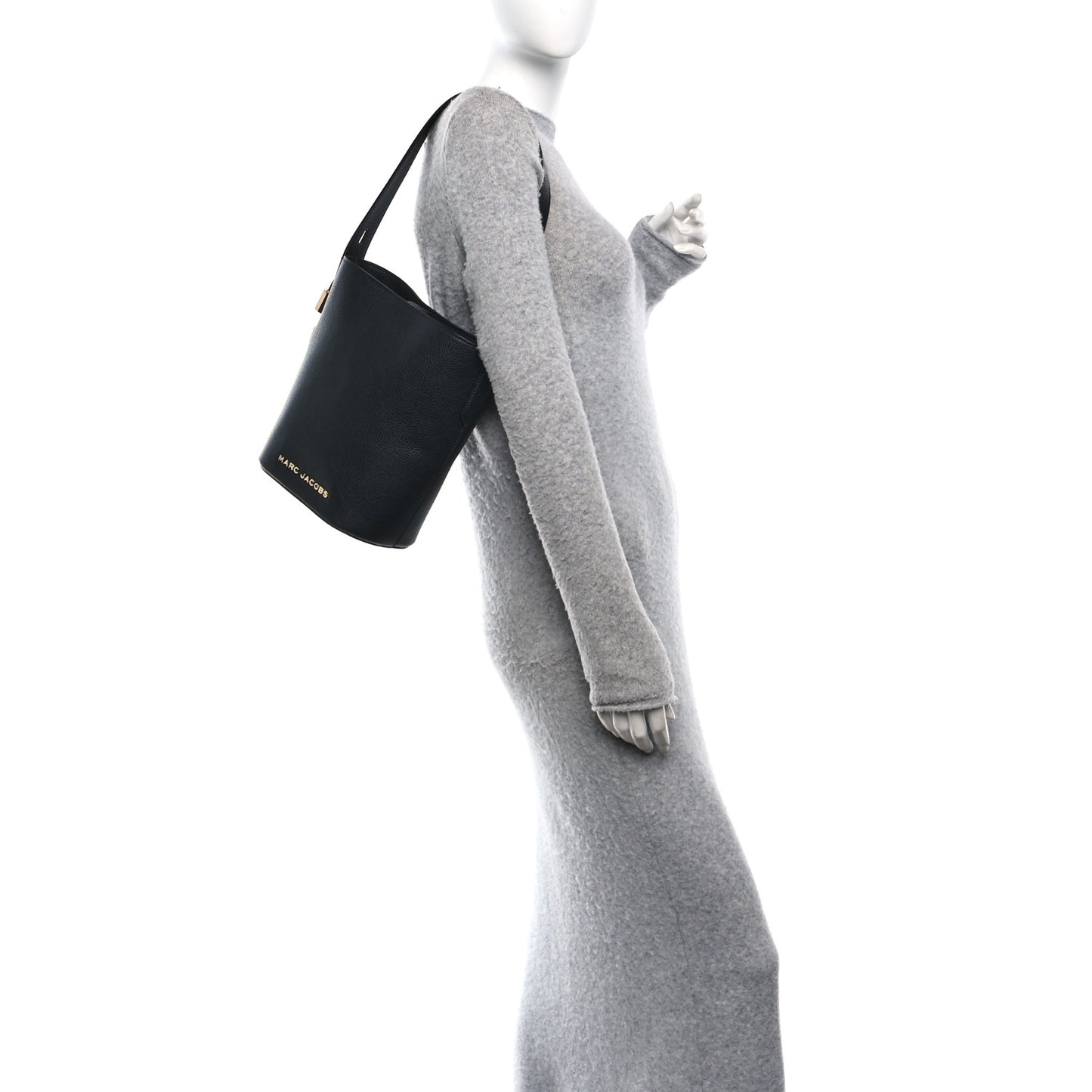 Grained Calfskin Drifter Bucket Bag Black