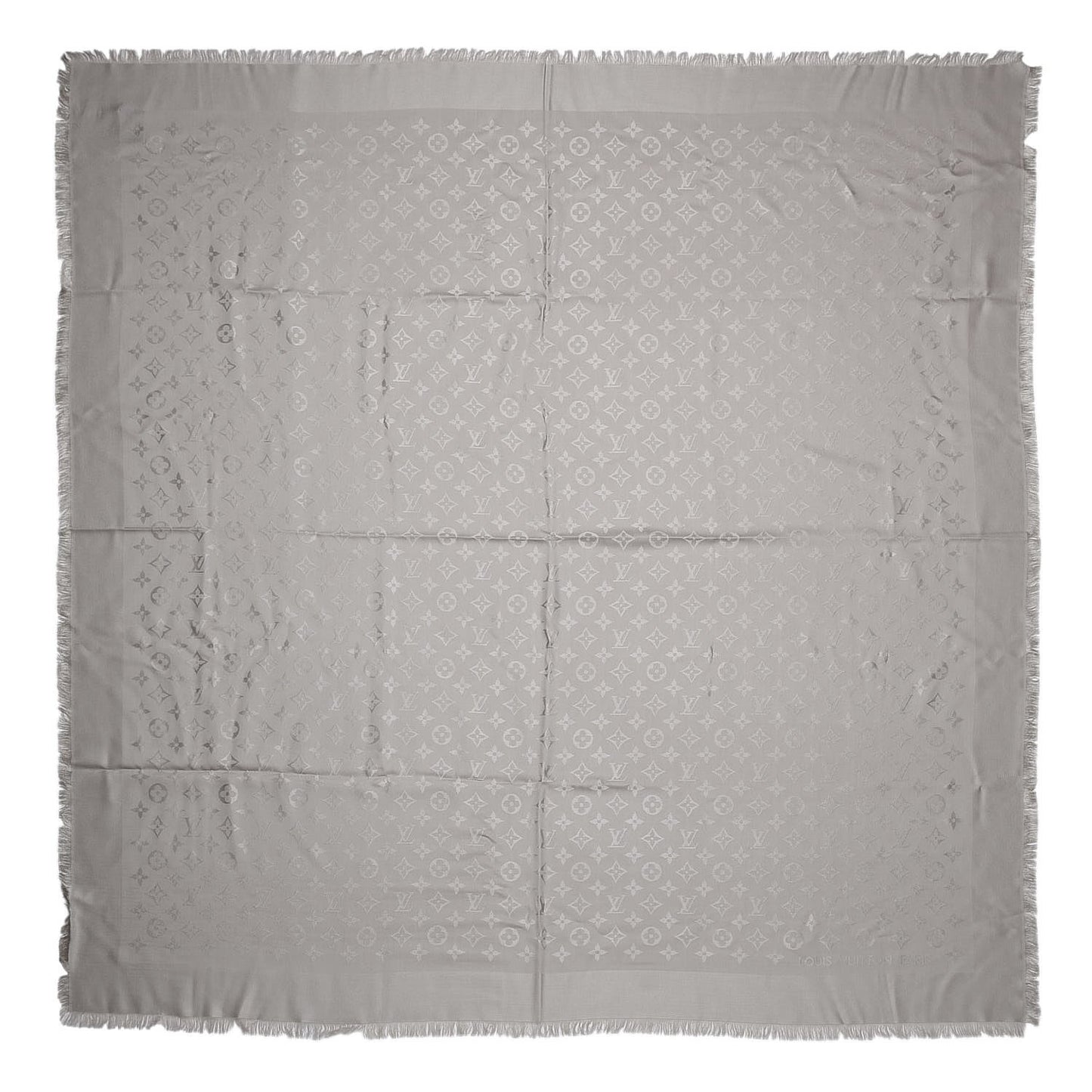 Silk Wool Monogram Shawl Greige