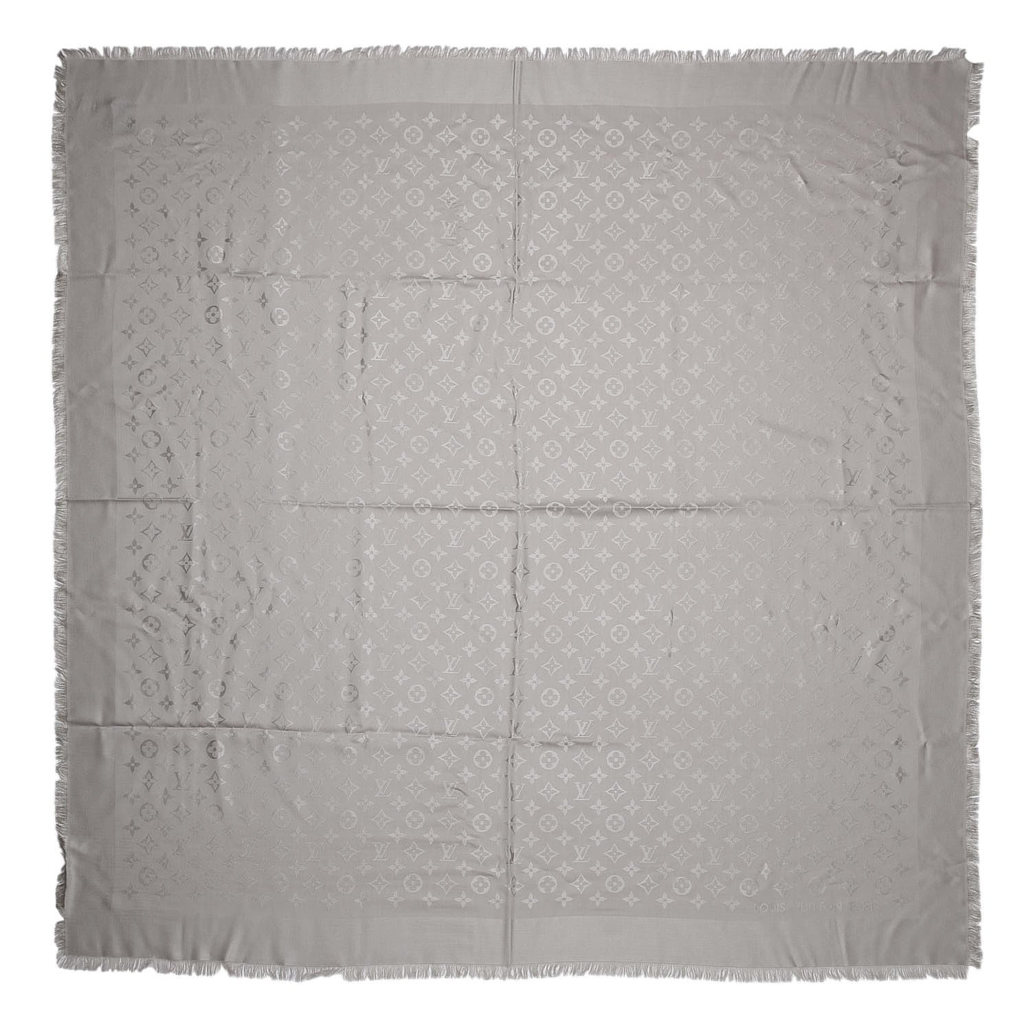 Louis Vuitton Silk Wool Monogram Shawl Greige 1 of 4