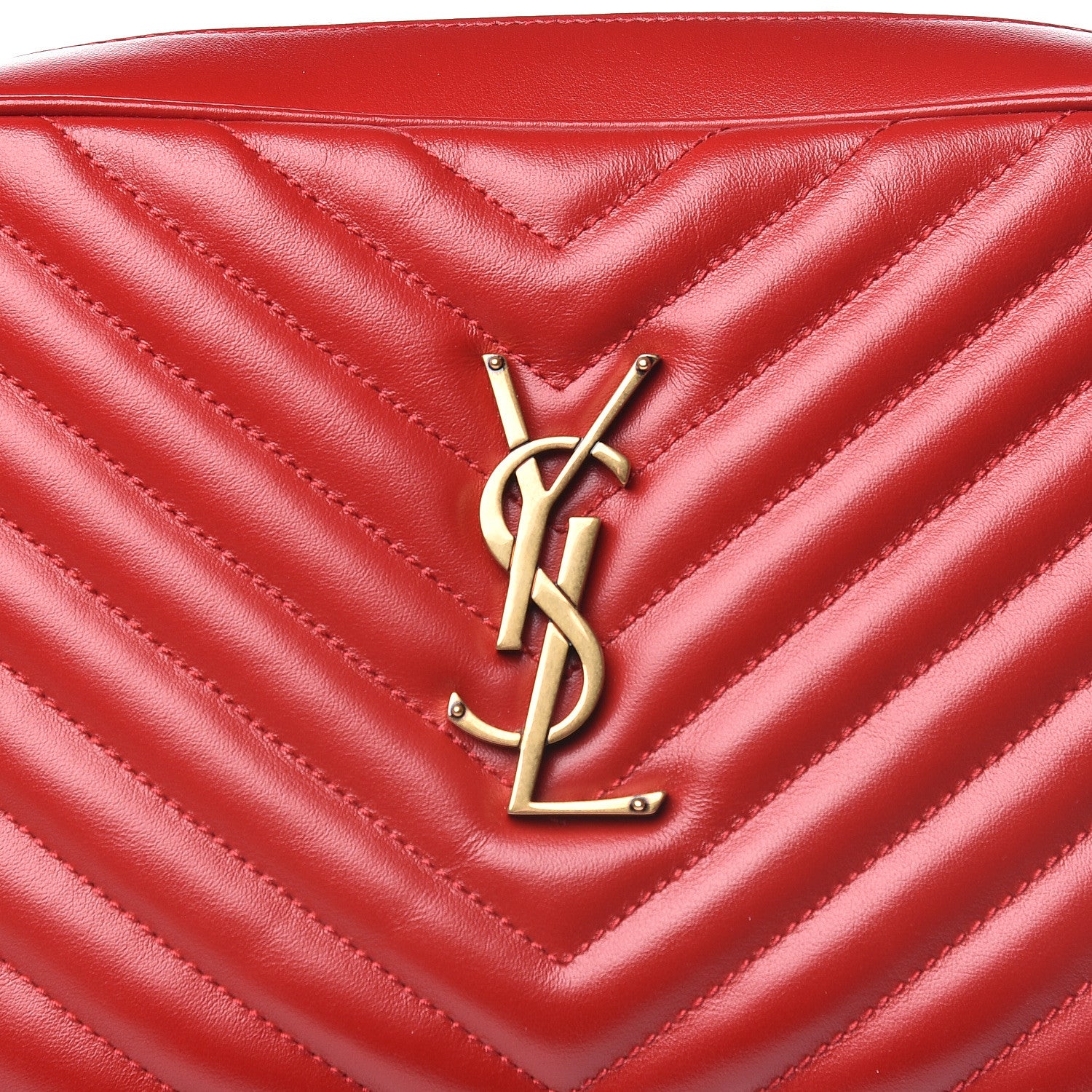 Saint Laurent Calfskin Matelasse Monogram Lou Camera Bag Red 10 of 10