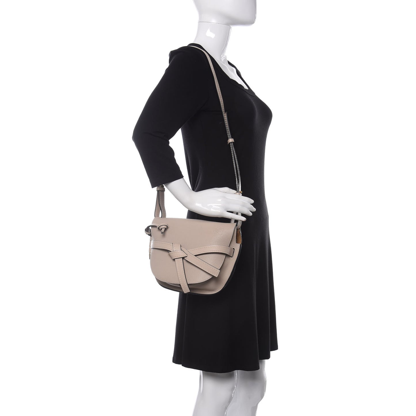 Grained Calfskin Small Gate Crossbody Bag Light Ghost