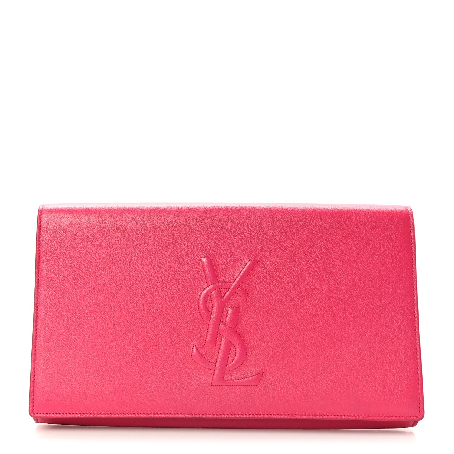 Saint Laurent Calfskin Monogram Large Belle De Jour Clutch Lipstick Fuchsia 1 of 6