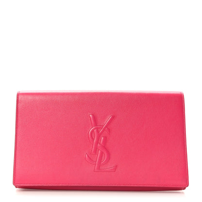 Saint Laurent Calfskin Monogram Large Belle De Jour Clutch Lipstick Fuchsia 1 of 6