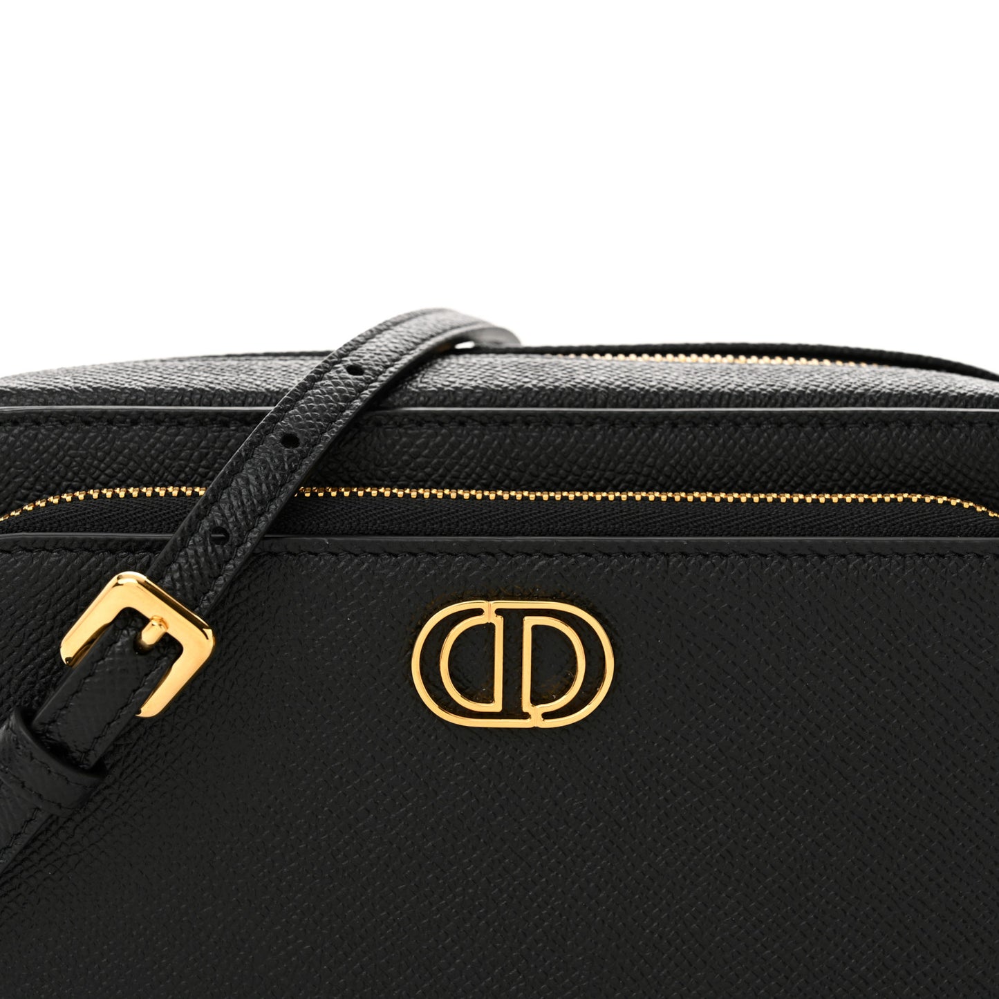 Grained Calfskin Caro Double Pouch Black