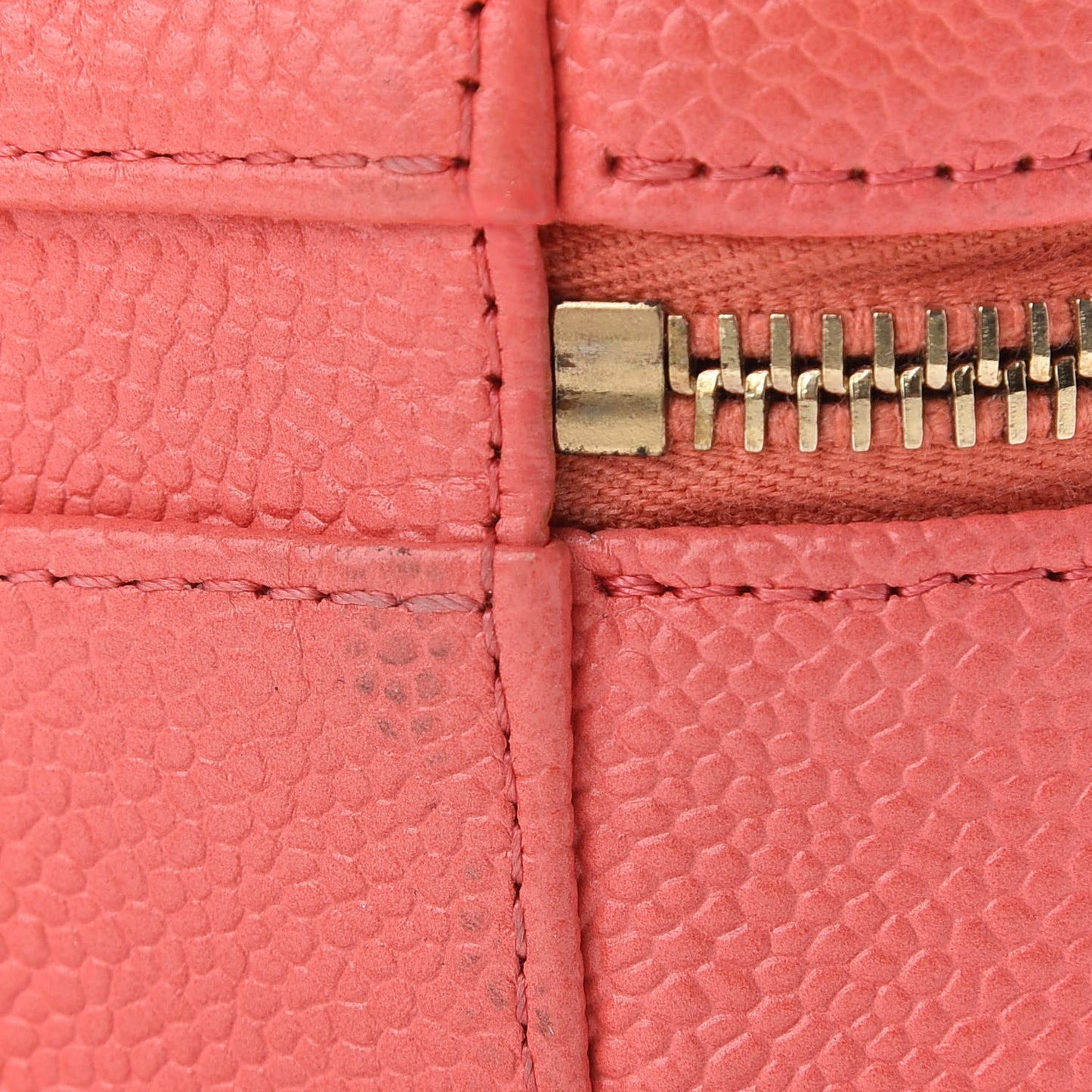 Caviar Quilted Small CC Filigree Vanity Case Coral