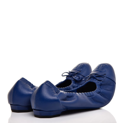 Chanel Lambskin CC Elastic Cap Toe Ballerina Flats 40 Blue 4 of 9