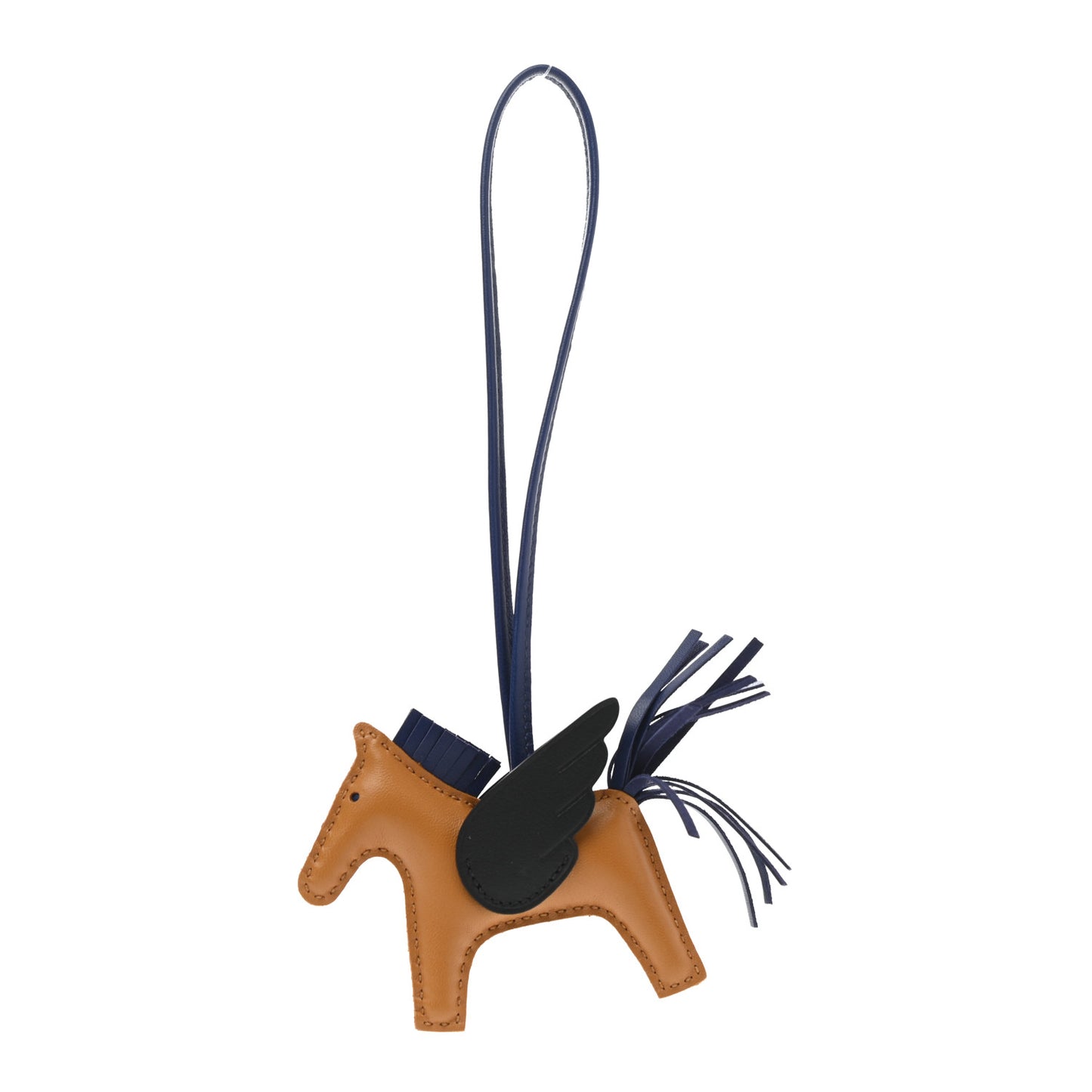 Milo Lambskin Grigri Rodeo Pegase Horse Bag Charm PM Sesame Black Bleu Saphir