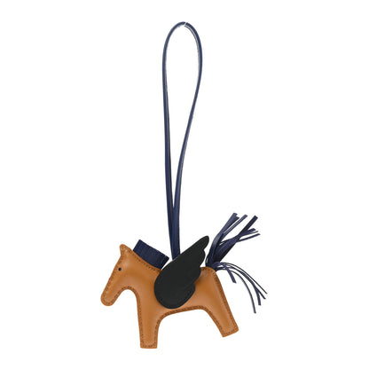 Hermes Milo Lambskin Grigri Rodeo Pegase Horse Bag Charm PM Sesame Black Bleu Saphir 1 of 4