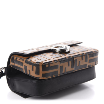 Fendi Vitello Dolce F is Fendi FF Embossed Micro Double Baguette Tobacco Black 4 of 11