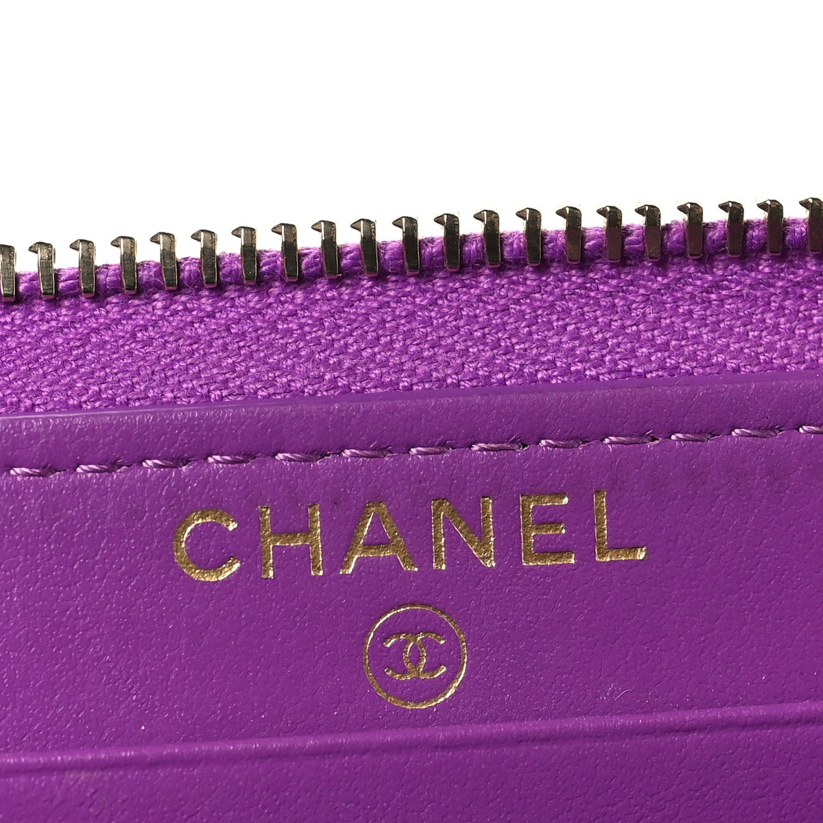 Caviar Quilted Large Gusset Zip Around Wallet Purple