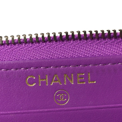 Chanel Caviar Quilted Large Gusset Zip Around Wallet Purple 6 of 9