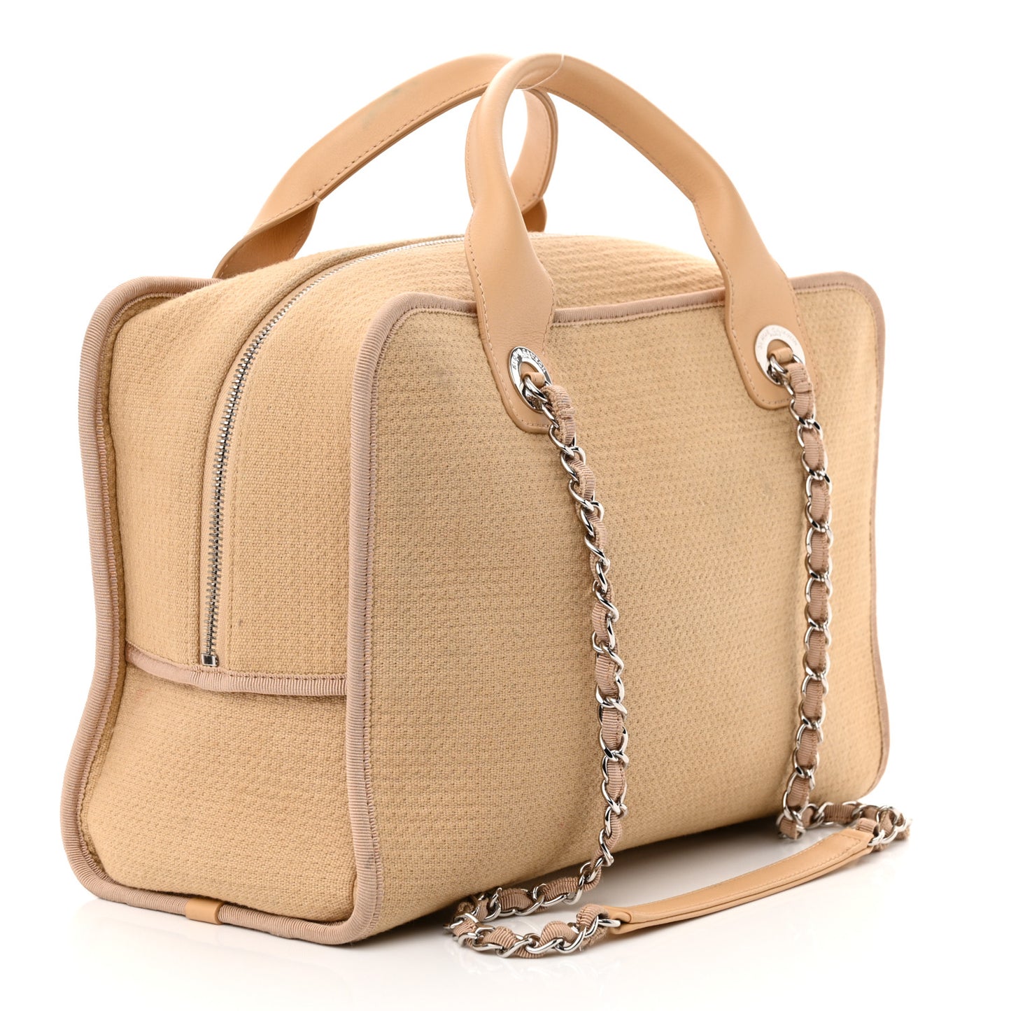 Canvas Deauville Bowling Bag Beige