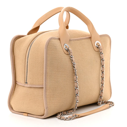Chanel Canvas Deauville Bowling Bag Beige 3 of 18