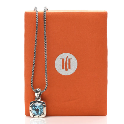 John Hardy Sterling Silver Blue Topaz Batu Kali Square Pendant Necklace 5 of 5