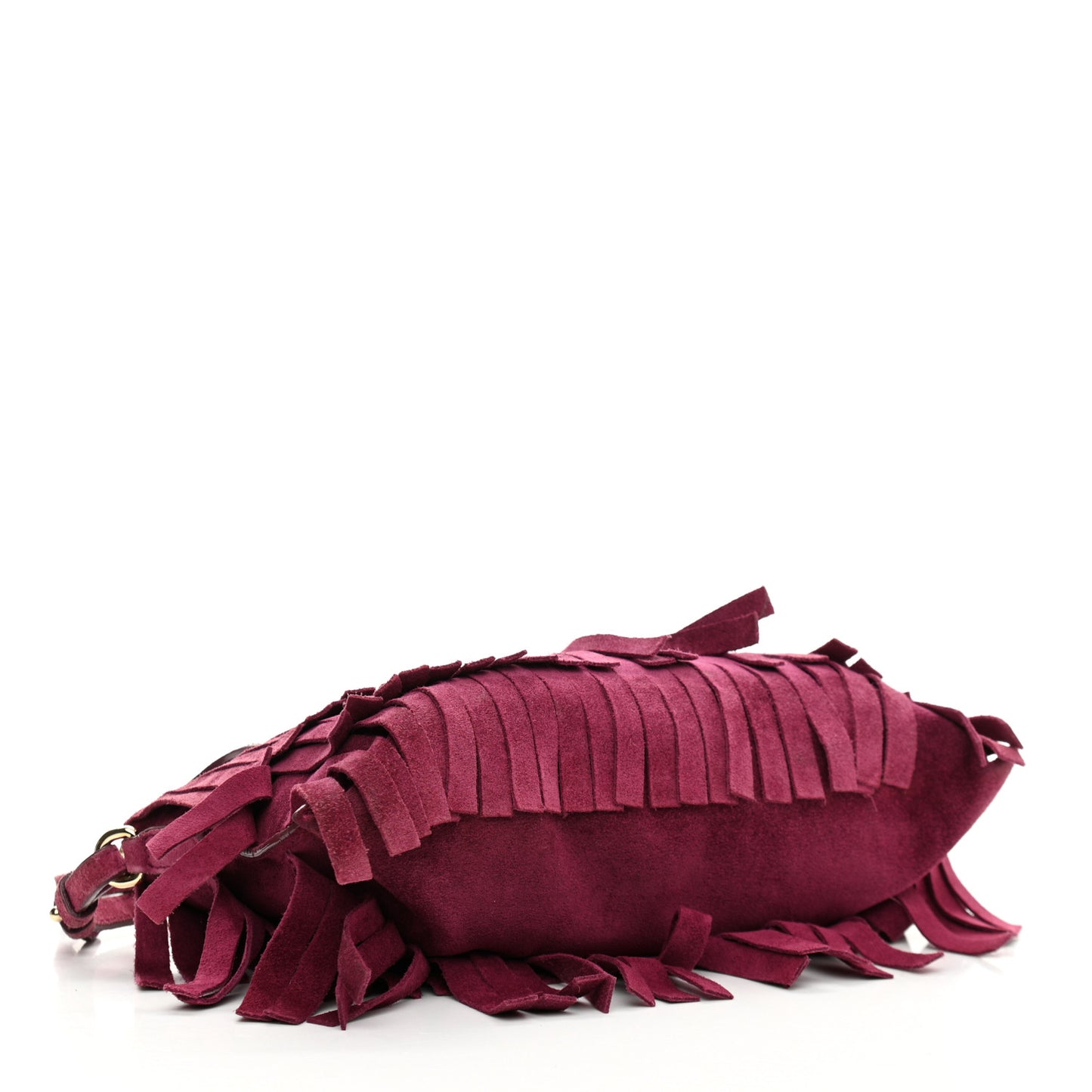 Suede Fringe Peyton Crossbody Clutch Bag Dark Plum